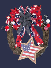 Load image into Gallery viewer, The Red White and Blue Grapevine Wreath
