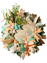 Load image into Gallery viewer, Hello Coral and Green Wreath Everyday Wreath Home Decor
