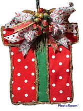 Load image into Gallery viewer, Vine &amp; Fabric Present Wreath/Door Hanger
