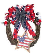 Load image into Gallery viewer, The Red White and Blue Grapevine Wreath
