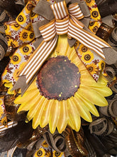 Load image into Gallery viewer, Sunflower Deco Ribbon Wreath, Everyday Wreath, Home Decor
