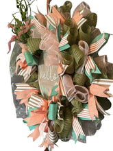 Load image into Gallery viewer, Hello Coral and Green Wreath Everyday Wreath Home Decor
