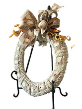 Load image into Gallery viewer, Pumpkin Fall Ribbon and Yarn Wreath
