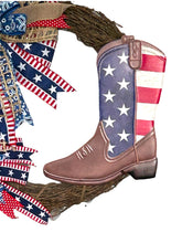 Load image into Gallery viewer, Patriotic Boot Grapevine Wreath Patriotic Decor, Farmhouse Wreath
