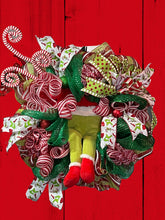 Load image into Gallery viewer, Green Monster Christmas Wreath
