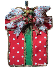 Load image into Gallery viewer, Vine &amp; Fabric Present Wreath/Door Hanger
