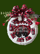 Load image into Gallery viewer, Merry Christmas Ribbon Yarn Wreath
