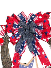 Load image into Gallery viewer, The Red White and Blue Grapevine Wreath
