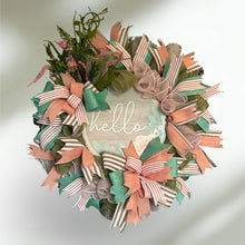 Load image into Gallery viewer, Hello Coral and Green Wreath Everyday Wreath Home Decor
